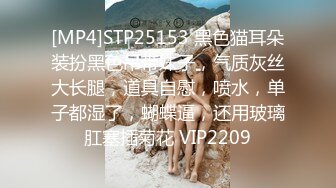 [MP4]STP25153 黑色猫耳朵装扮黑色吊带妹子，气质灰丝大长腿，道具自慰，喷水，单子都湿了，蝴蝶逼，还用玻璃肛塞插菊花 VIP2209